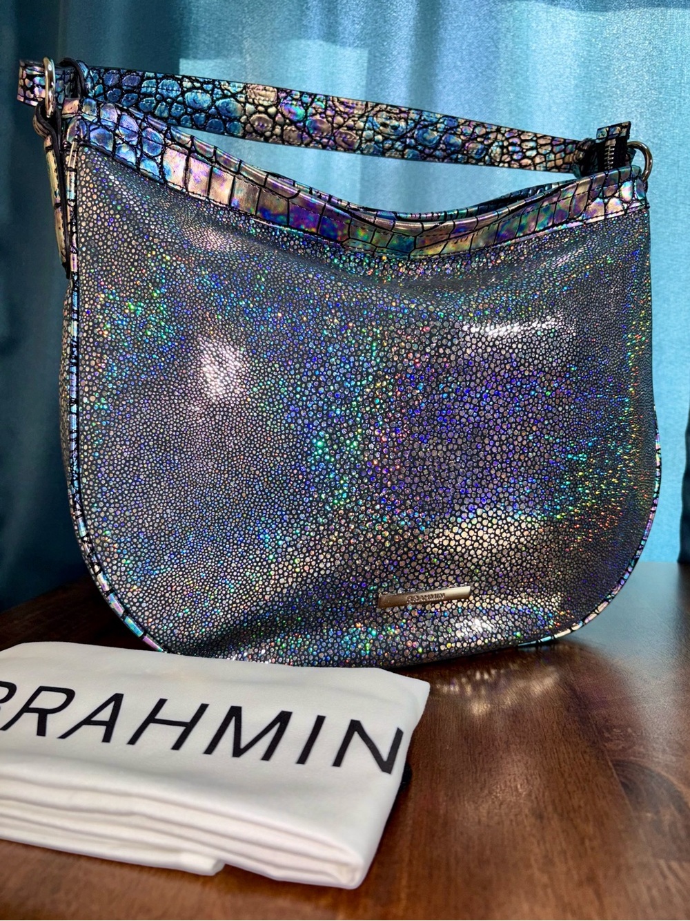 Brahmin EUC Sm. Kathleen-Royal Blue Ardwell-Iridescent/Holographic-Like New